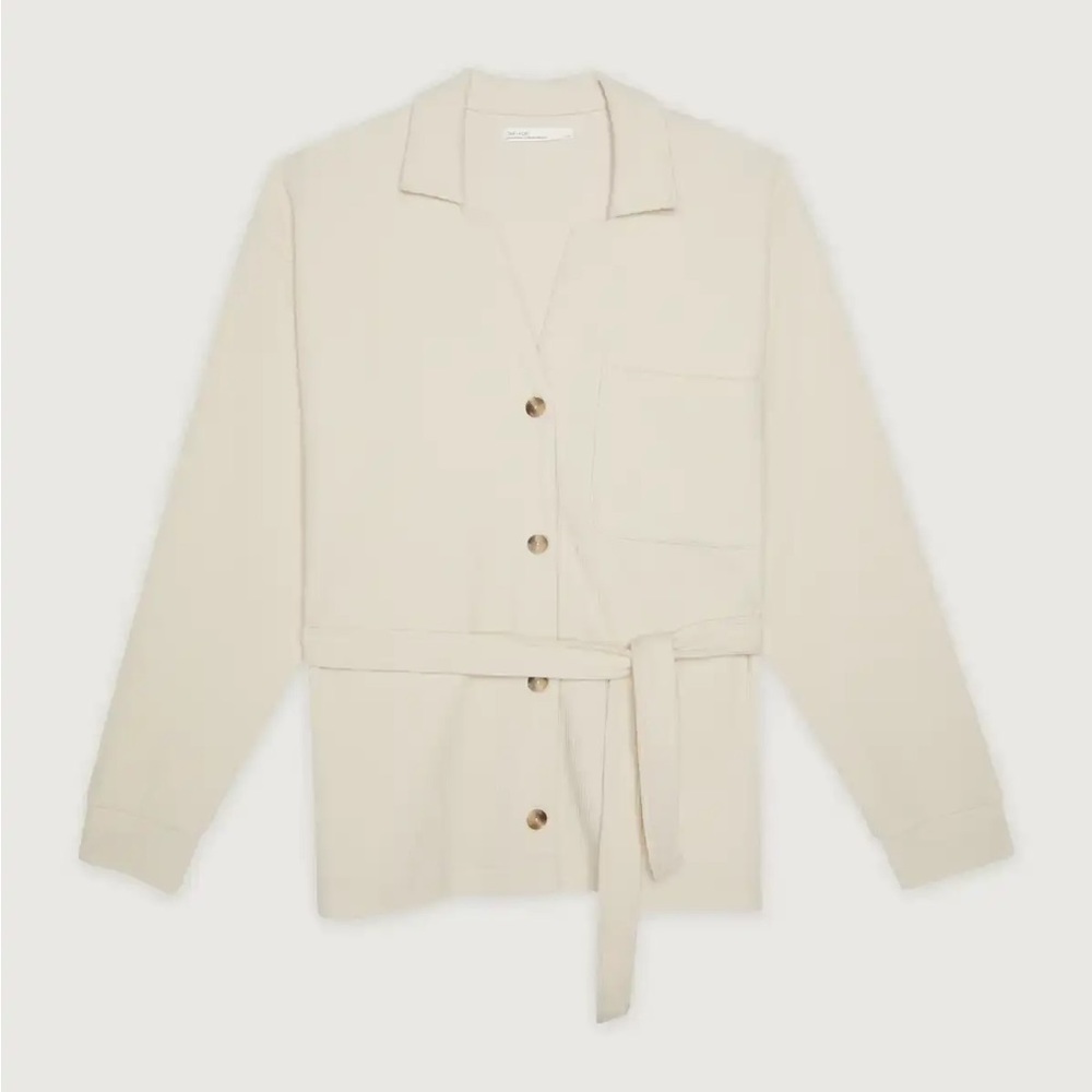 Oak + fort rib knit button up top